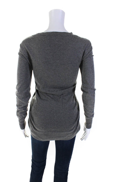 7 For All Mankind Womens Pullover V Neck Pocket Front Sweatshirt Gray Size Small