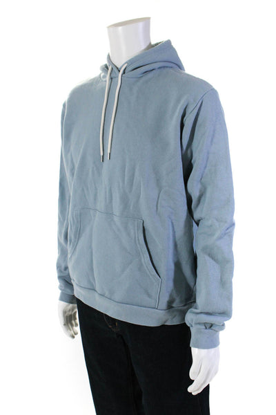 John Elliott Men's Cotton Pullover Hoodie Light Blue Size L
