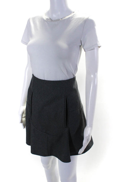 Carven Womens Gray Wool Front Pockets Knee Length A-Line Skirt Size 36