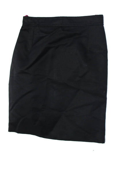 Christian Lacroix Womens Back Zip Knee Length Satin Pencil Skirt Black FR 40
