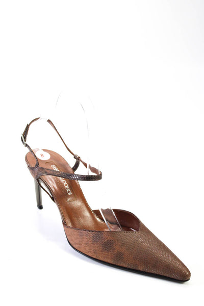 Sergio Rossi Womens Stiletto Ankle Strap Pointed Toe Pumps Brown Leather Size 38