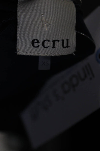 Ecru Womens Crew Neck Short Sleeve Off Shoulder Top Blouse Navy Blue Size XS