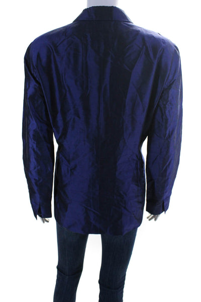 Giorgio Armani Collezioni Womens Vintage Silk Dupioni Blazer Jacket Navy Size 12