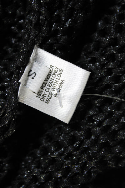 VPL Womens Metallic Chunky Knit Tunic Sweater Tank Top Black Size Small