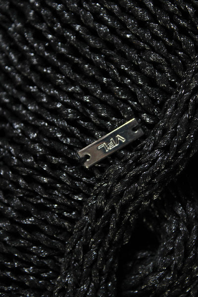 VPL Womens Metallic Chunky Knit Tunic Sweater Tank Top Black Size Small