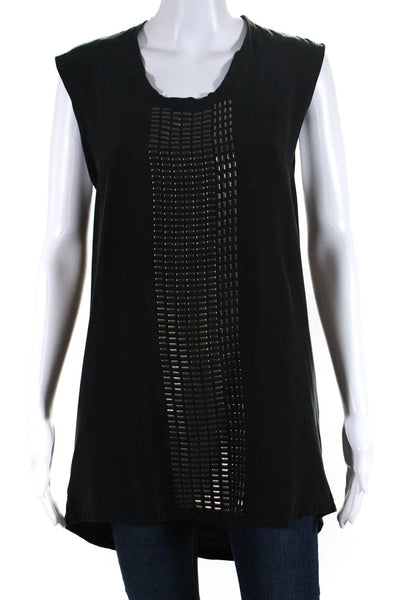 Ilaria Nistri Womens Scoop Neck Studded Tank Top Blouse Black Size Small