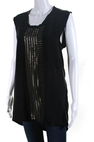 Ilaria Nistri Womens Scoop Neck Studded Tank Top Blouse Black Size Small