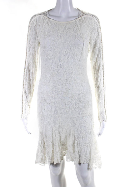 Isabel Marant Womens Long Sleeve Lace Boat Neck Fit & Flare Dress White Size 4