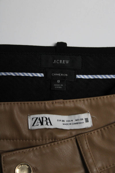 Zara J Crew Womens Vegan Leather High-Rise Tapered Pants Browns Size 4 8 Lot 2