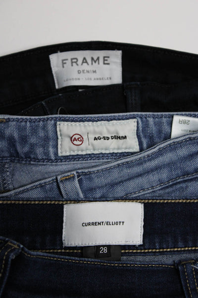 Current/Elliott Frame Denim AG Womens Mid-Rise Skinny Jeans Blue Size 28 Lot 3