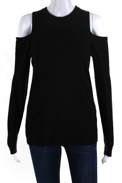 The Cashmere Project Womens Cashmere Long Sleeve Cold Shoulder Top Black Size M