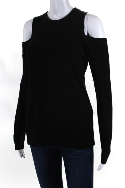 The Cashmere Project Womens Cashmere Long Sleeve Cold Shoulder Top Black Size M