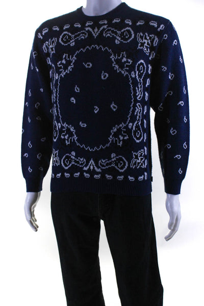 Supreme Men's Printed Crewneck Pullover Sweatshirt Dark Blue Size S
