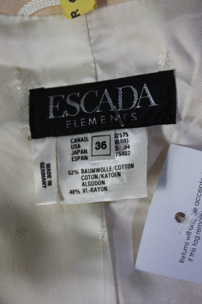 Escada Women's Long Sleeves Five Button Line Blazer Cream Size 36