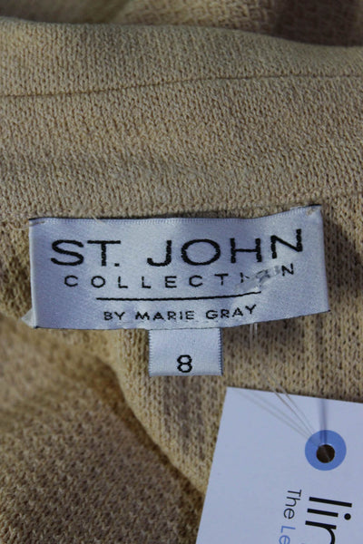 St. John Collection Women's Collar Long Sleeves Three Button Blazer Beige Size 8