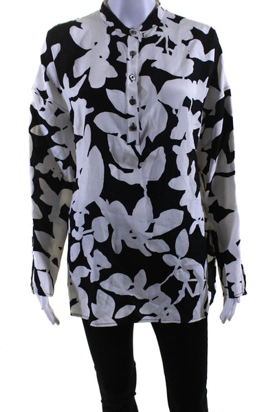 St. John Women's Round Neck Long Sleeves Abstract Black White Size S