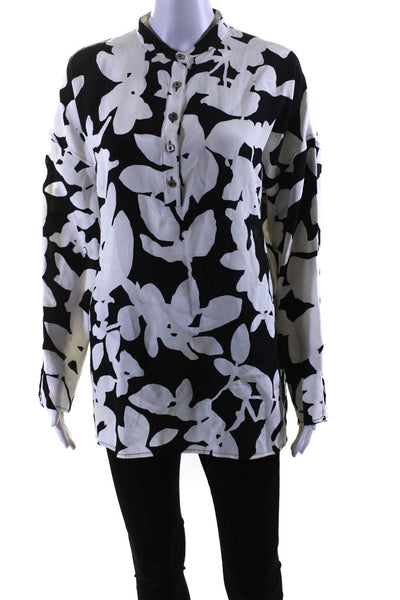 St. John Women's Round Neck Long Sleeves Abstract Black White Size S