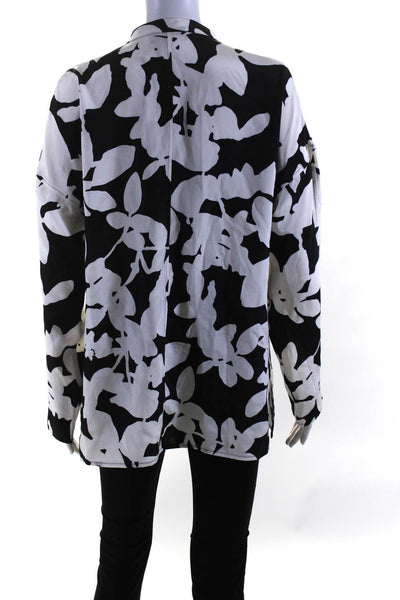 St. John Women's Round Neck Long Sleeves Abstract Black White Size S