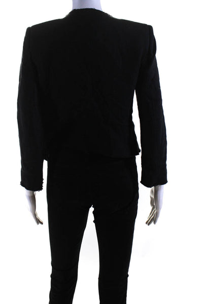 Girl. Band of Outsiders Womens Woven Two Button Raw Hem Blazer Black Size 2