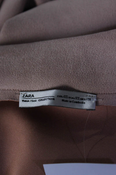 Zara Womens Stretch Open Front Lapel Long Sleeved Pocket Blazer Pink Size S