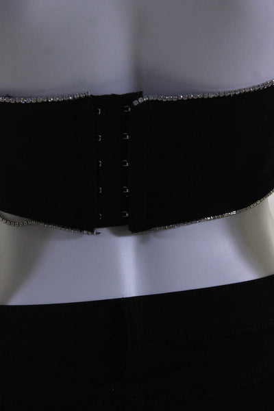 Staud Womens Rhinestone Hook & Eye Corset Bustier Bralette Top Black Size XS