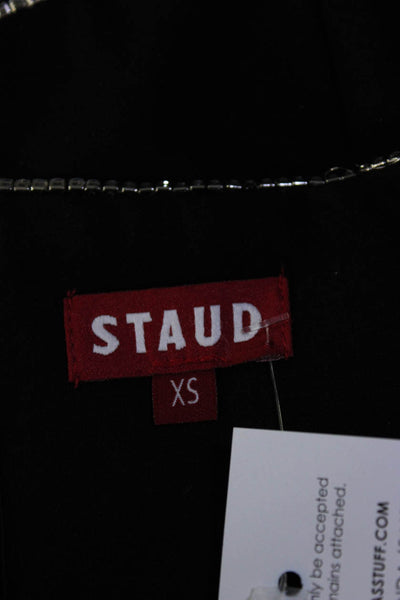 Staud Womens Rhinestone Hook & Eye Corset Bustier Bralette Top Black Size XS