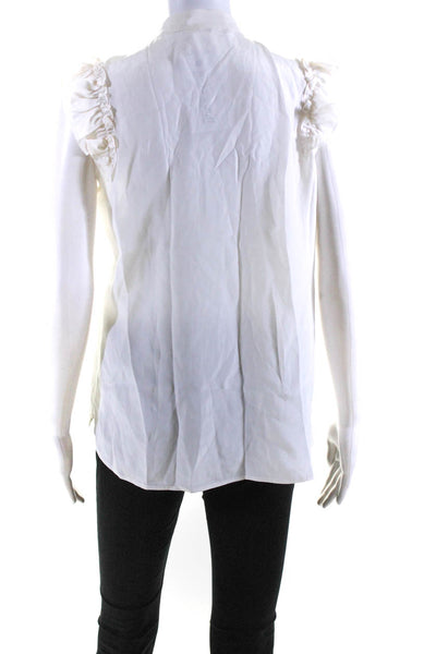 Frame Womens 100% Silk Ruffled Sleeveless Buttoned Tank Blouse White Size XS