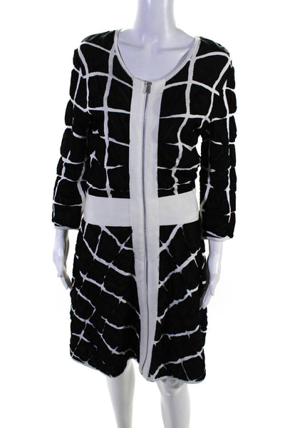 Paula Hian Women's Long Sleeve Scoop Neck Full Zip A-line Dress Black Size L