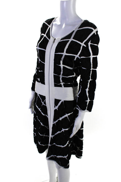 Paula Hian Women's Long Sleeve Scoop Neck Full Zip A-line Dress Black Size L
