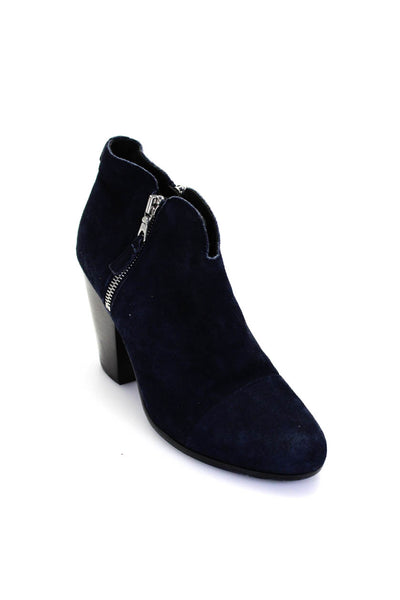 Rag & Bone Womens Suede Zippered High Heeled Ankle Booties Blue Black Size 7.5