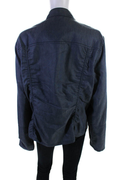 Lafayette 148 New York Women's Long Sleeves Full Zip Jacket Blue Size 14