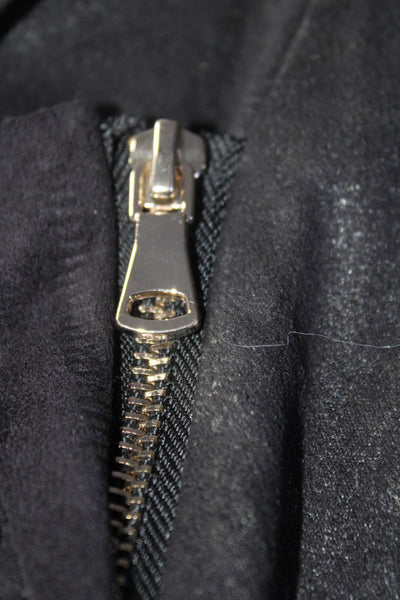 Zara Woman Womens Faux Suede Long Sleeved Zipper Motorcycle Jacket Black Size M