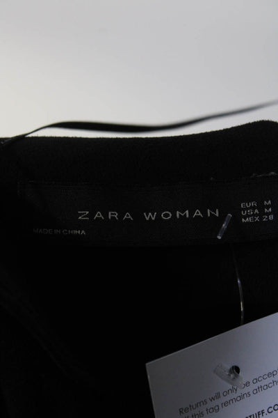 Zara Woman Womens Faux Suede Long Sleeved Zipper Motorcycle Jacket Black Size M