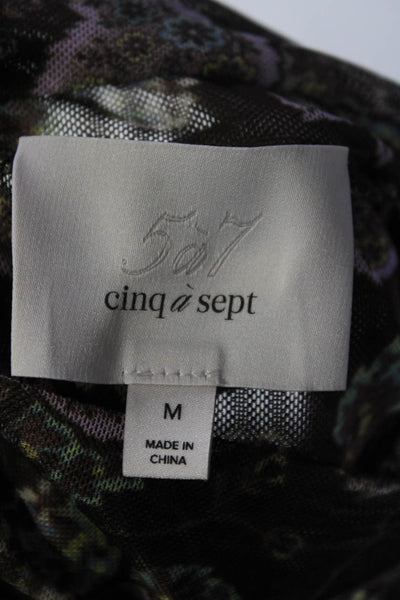 Cinq A Sept Women's Turtleneck Cinch Long Sleeves Floral Blouse Size M