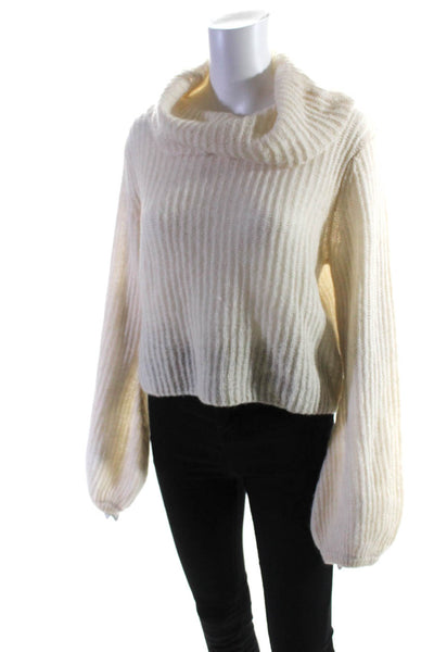 We Are Kindred Womens Wool Blend Cropped Turtleneck Sweater Cream Size S