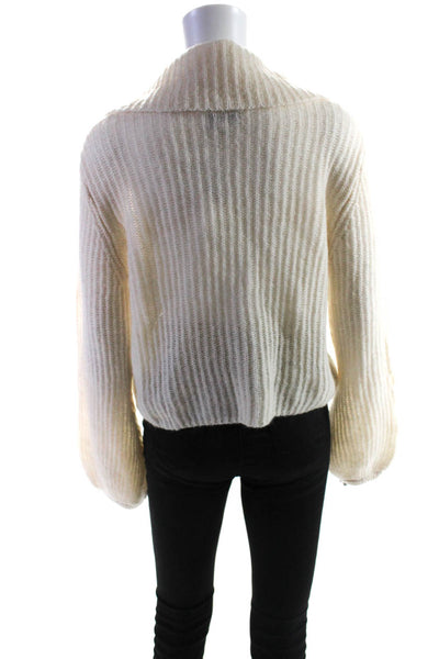 We Are Kindred Womens Wool Blend Cropped Turtleneck Sweater Cream Size S
