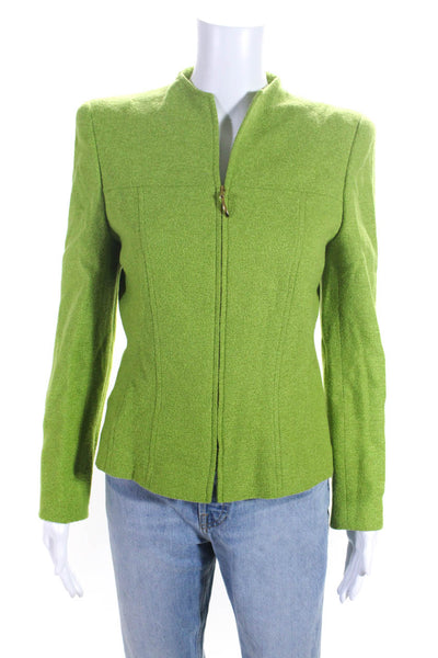 Escada Women's Round Neck Long Sleeves Full Zip Jacket Green Size 36