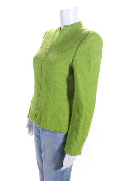 Escada Women's Round Neck Long Sleeves Full Zip Jacket Green Size 36