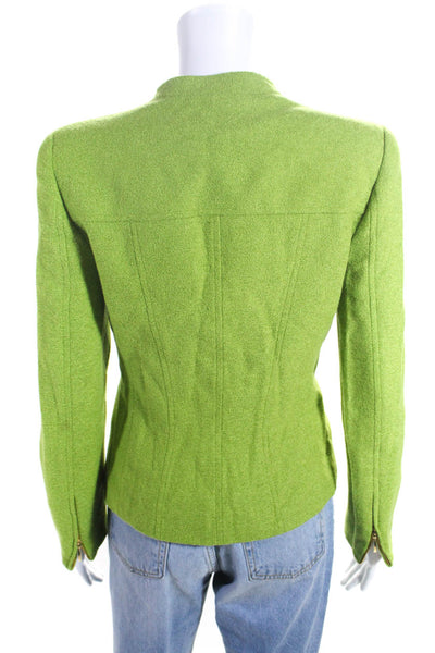 Escada Women's Round Neck Long Sleeves Full Zip Jacket Green Size 36