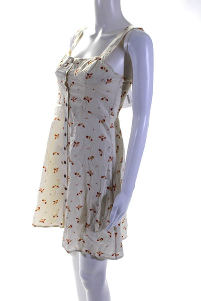 We Wore What Womens Cotton Floral Print Unlined Empire Waist Dress Beige Size S