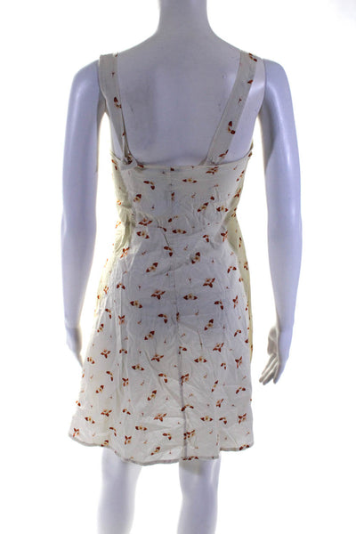 We Wore What Womens Cotton Floral Print Unlined Empire Waist Dress Beige Size S