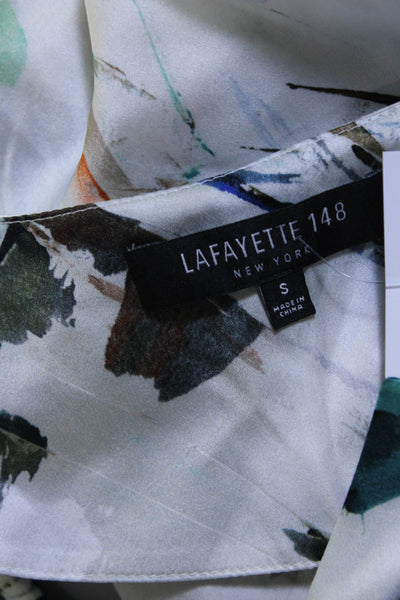 Lafayette 148 Womens Brush Stroke Satin Sleeveless Top Blouse Multicolor Small
