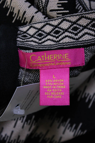 Catherine Catherine Malandrino Womens Printed Knit Flare Dress Brown Black Large