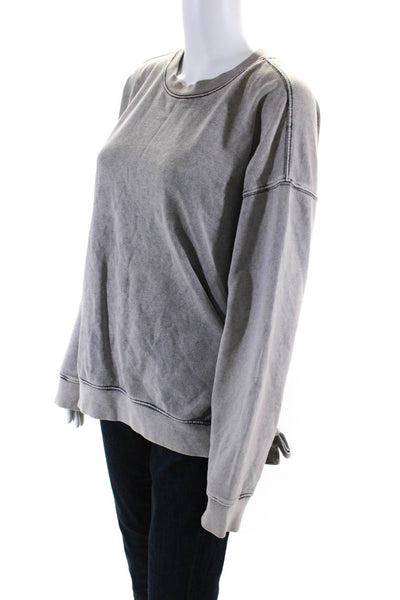 Allsaints Womens Lace Up Trim Oversized Crew Neck Sweater Gray Cotton Size Small