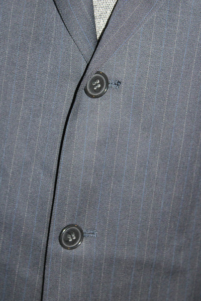 Pierre Cardin Mens Three Button Notched Lapel Pinstriped Blazer Jacket Blue 44R