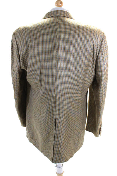 Lauren Ralph Lauren Mens Two Button Silk Houndstooth Blazer Jacket Brown 40R