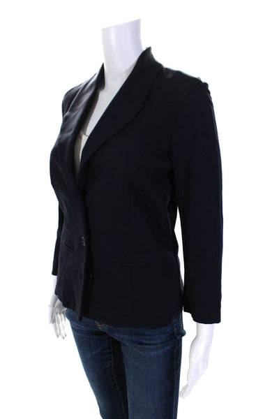 Three Dots Womens Unlined Ponte Three Button Blazer Jacket Navy Small