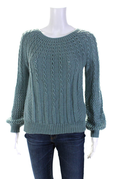 Guinevere Anthropologie Womens Chunky Knit Crew Neck Sweater Teal Size Medium