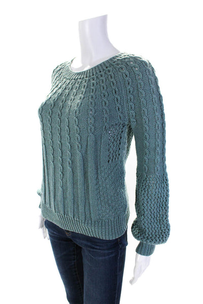 Guinevere Anthropologie Womens Chunky Knit Crew Neck Sweater Teal Size Medium