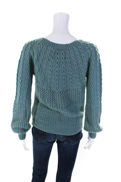 Guinevere Anthropologie Womens Chunky Knit Crew Neck Sweater Teal Size Medium